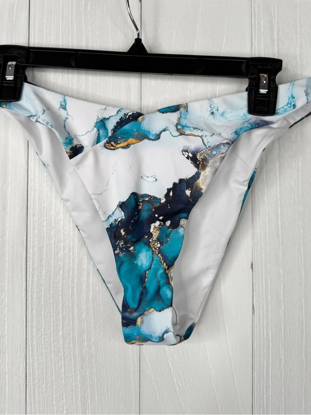 Kamoni Two-Piece Bikini | Abstract Marble Print in Blue, White, and Gold